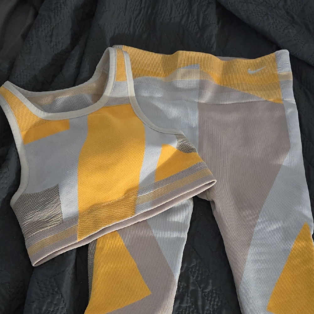 Nike Vibrant Yellow and Gray Activewear Set